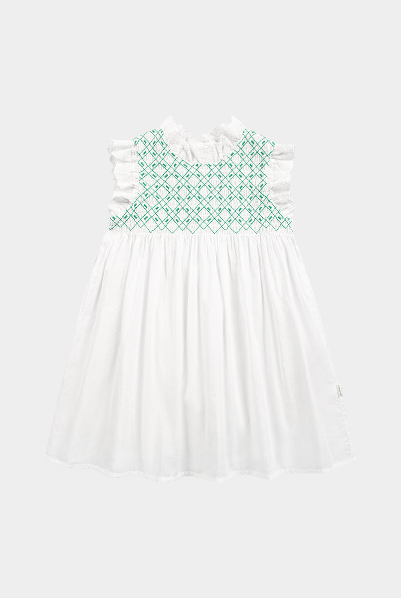 Laureola Smocking Dress, Ivory White – view 2
