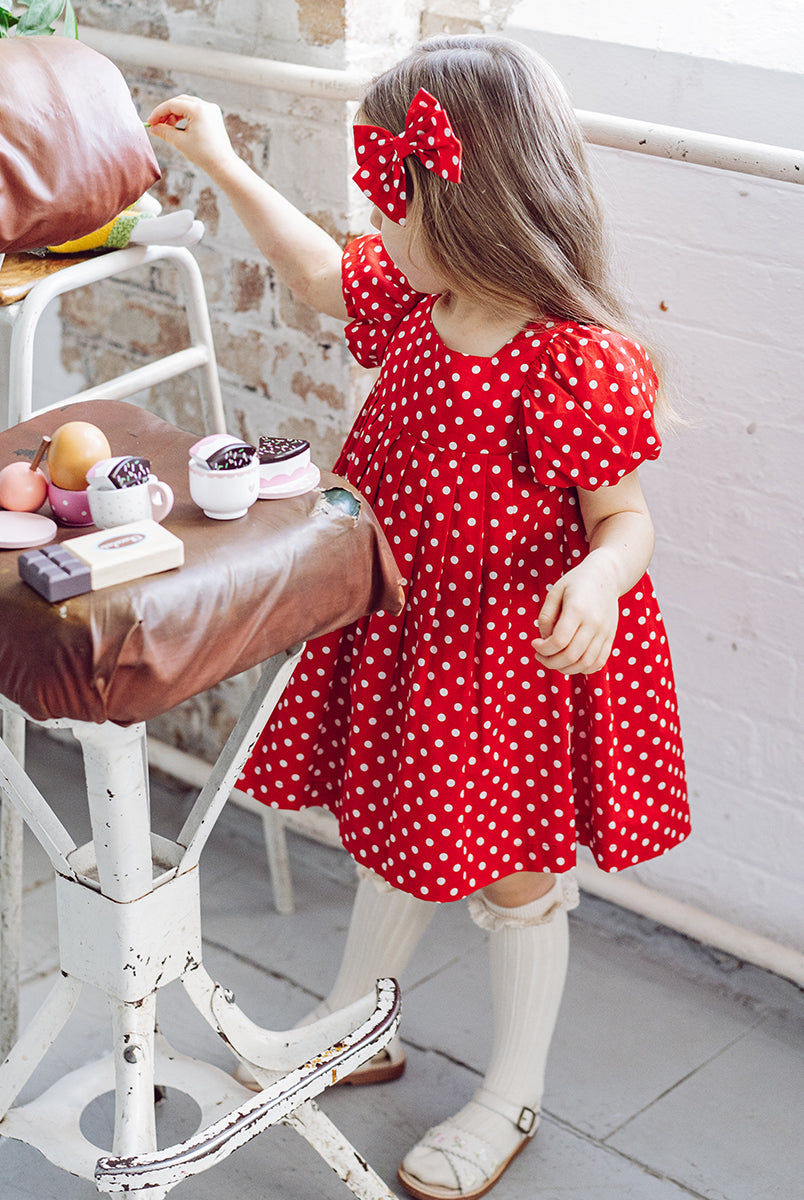 Harrogate Polka Dot Dress, Red Polka – view 3