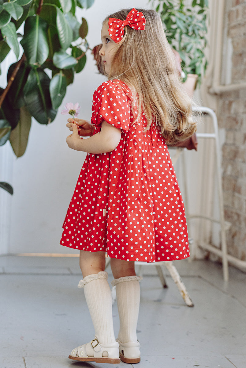Harrogate Polka Dot Dress, Red Polka – view 4