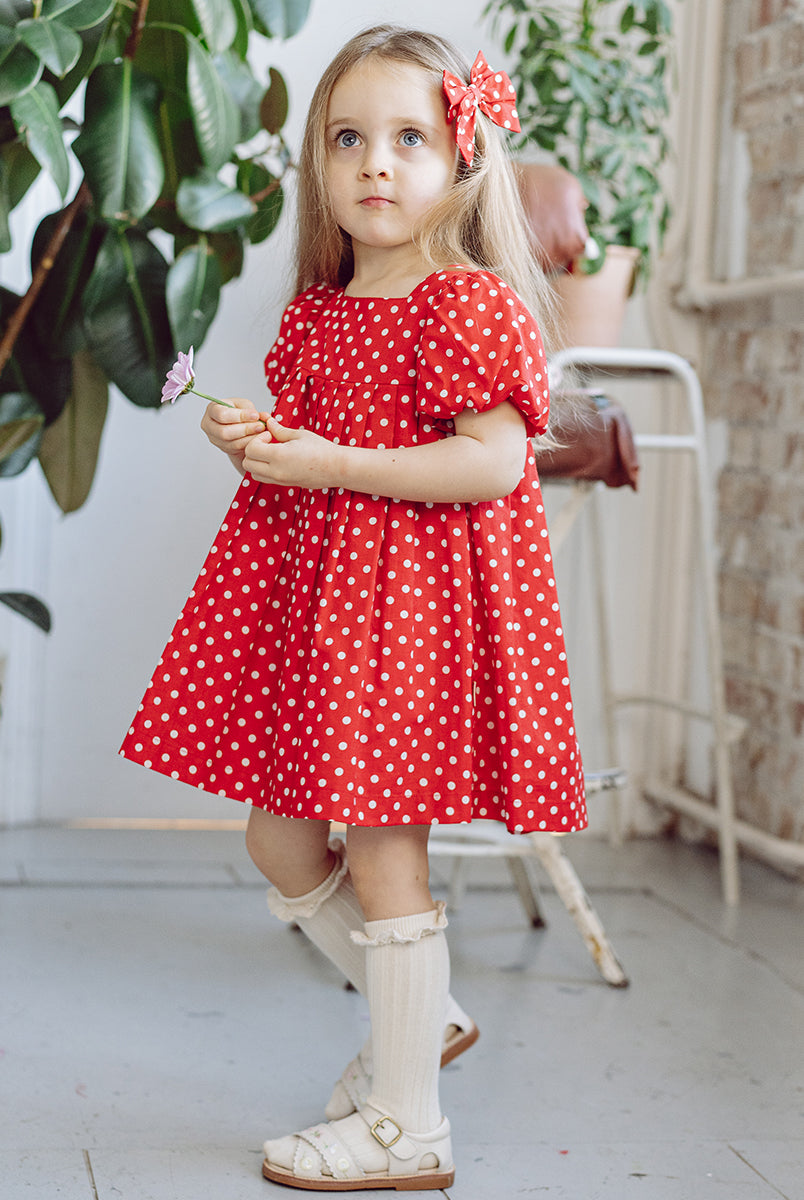 Harrogate Polka Dot Dress, Red Polka – view 5