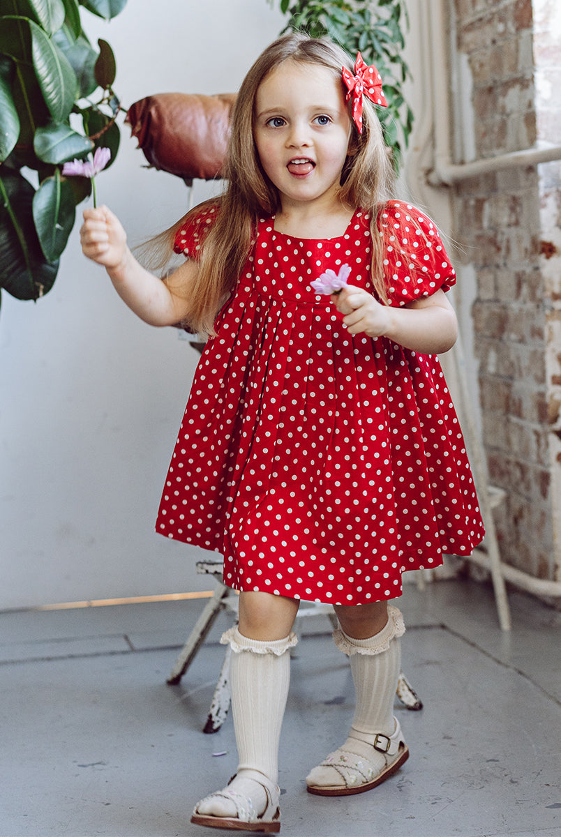 Harrogate Polka Dot Dress, Red Polka – view 6