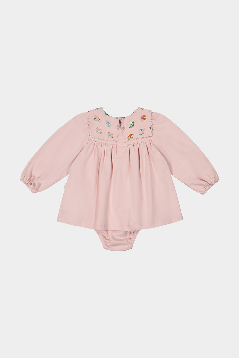 Ely Embroidered Jersey Romper, Almond Pink – view 8