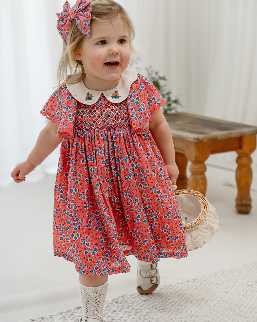 Odense Hand-Embroidered Dress, Watercolor Kousa, Pink – Happyology