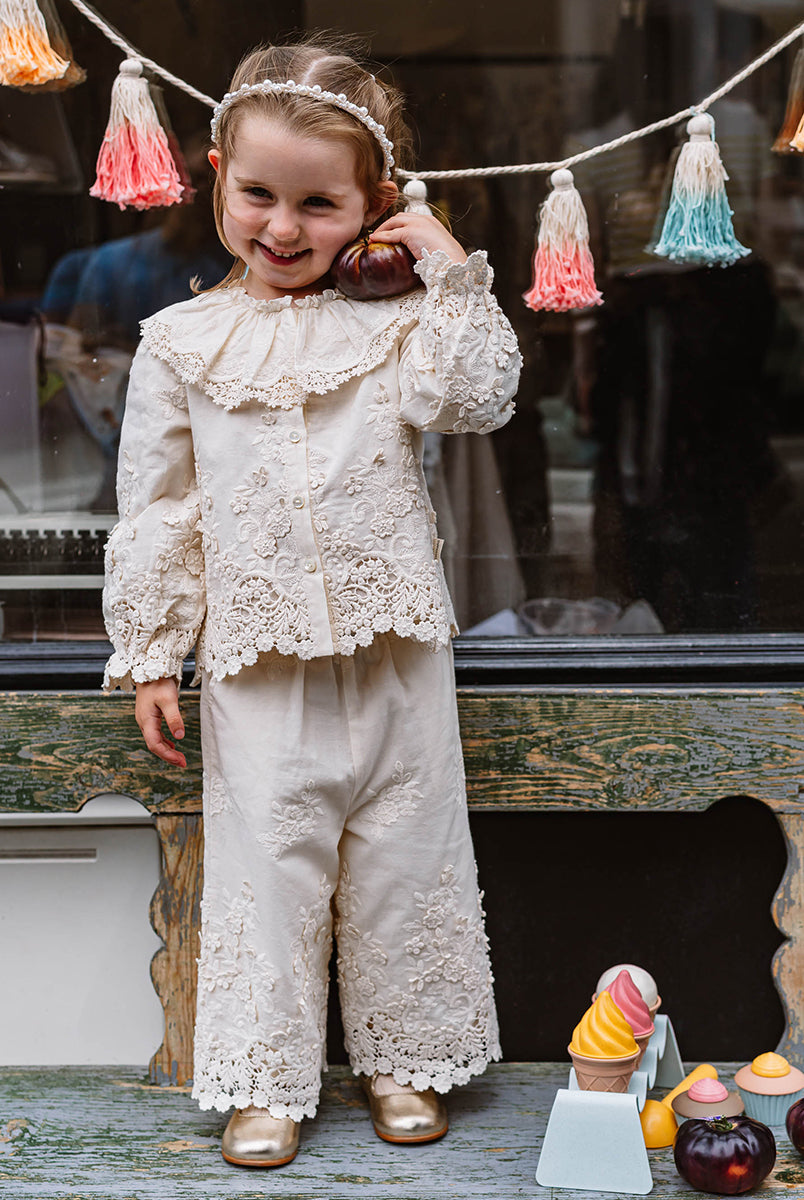 Lucerne Broderie Anglaise Blouse, Crème Brulee – view 3