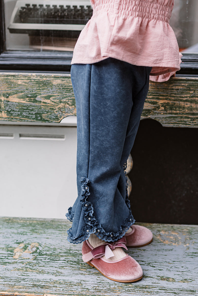 Tretyakov Lace-Trim Leggings, Denim Blue – view 5