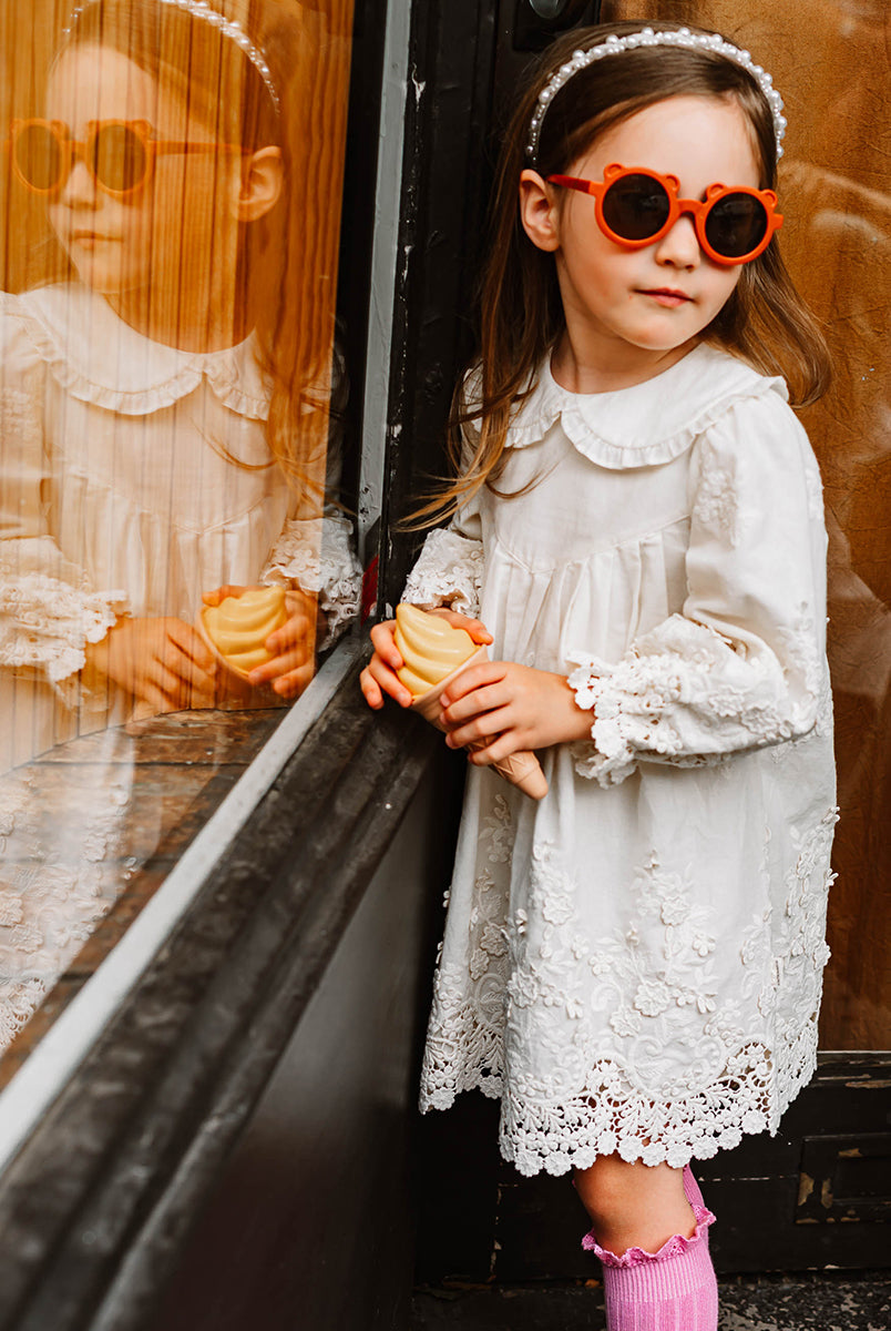 Lucerne Broderie Anglaise Dress, Crème Brulee – Happyology