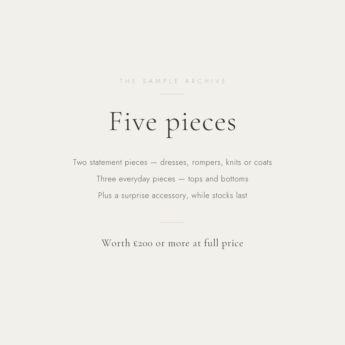 What is inside the five piece Lucky Bag - two statement pieces, three everyday pieces, worth 200 pounds or more