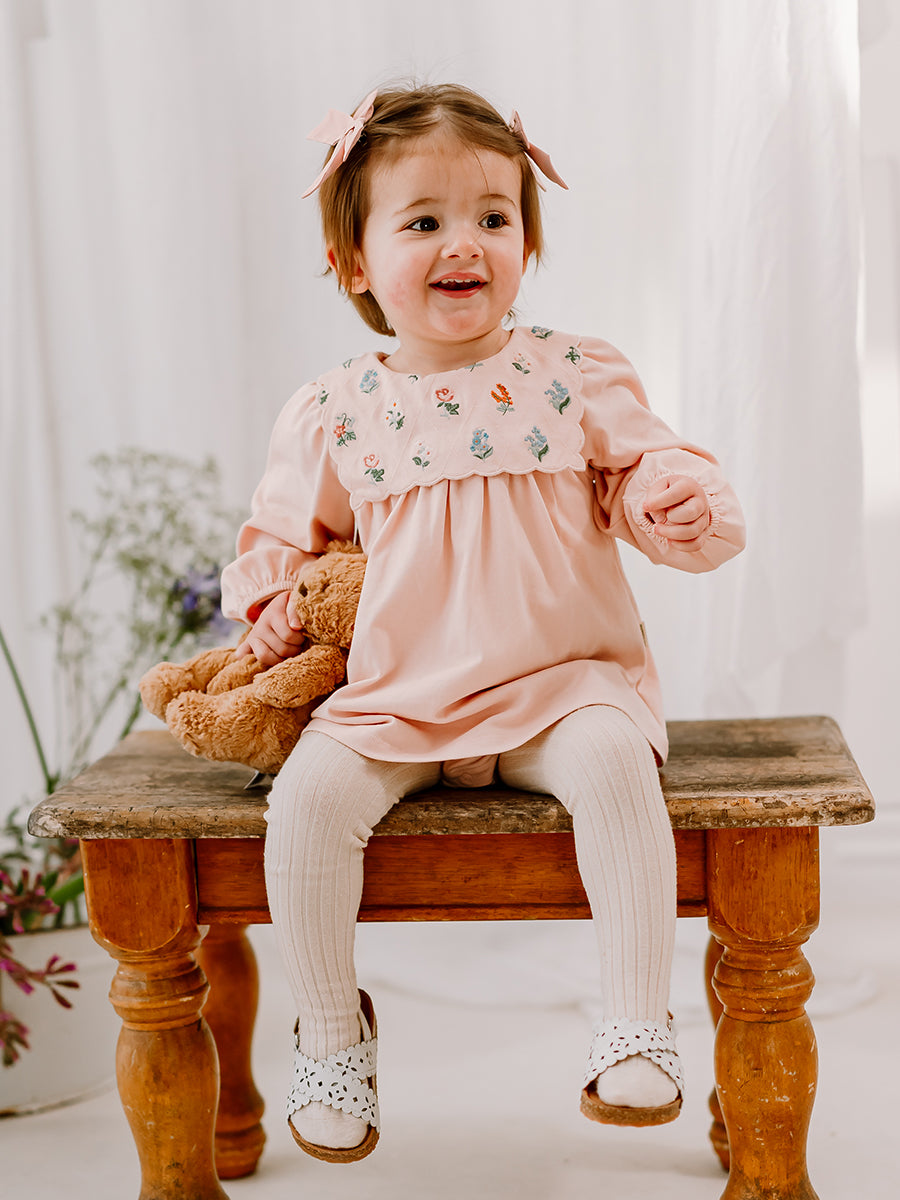 Ely Embroidered Jersey Romper, Almond Pink – view 5