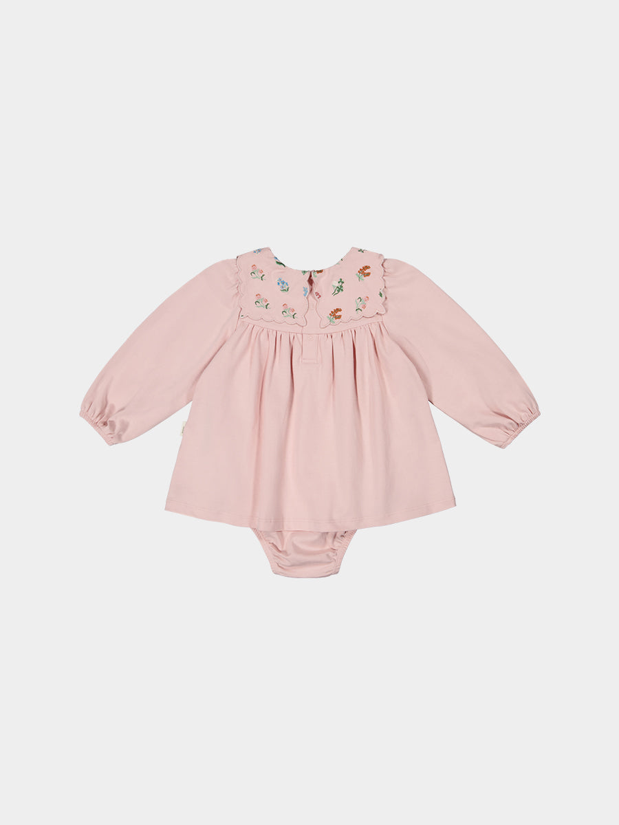 Ely Embroidered Jersey Romper, Almond Pink – view 8