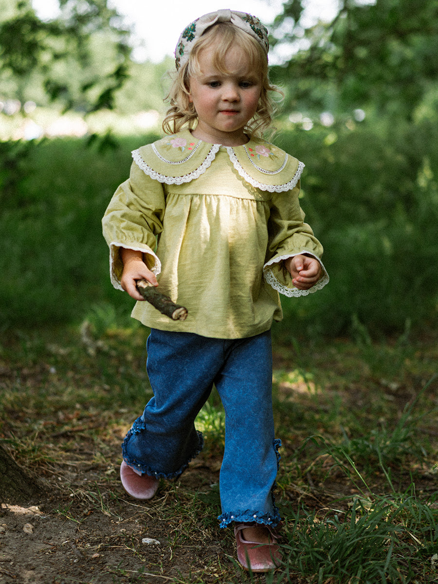 Quebec Embroidered Tee, Acacia Green – view 5