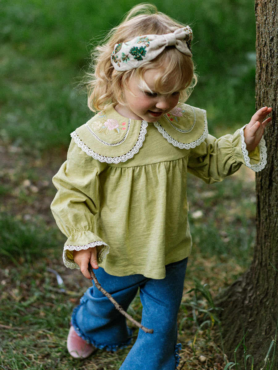 Quebec Embroidered Tee, Acacia Green – view 6